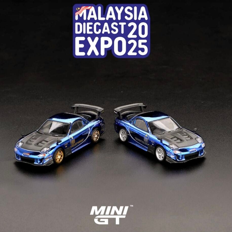 Mini GT 1020 Mazda RX-7 RE-Amemiya Chrome Blue 2025 Malaysia Diecast Expo Limit 3000