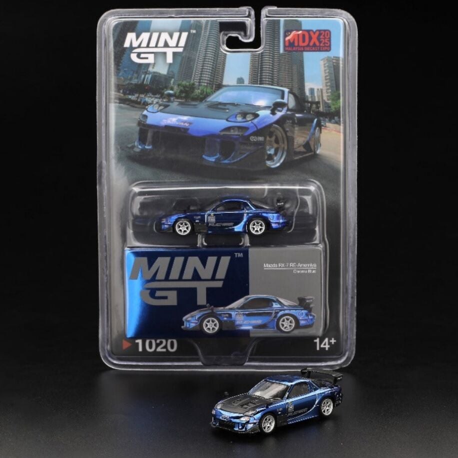 Mini GT 1020 Mazda RX-7 RE-Amemiya Chrome Blue 2025 Malaysia Diecast Expo Limit 3000