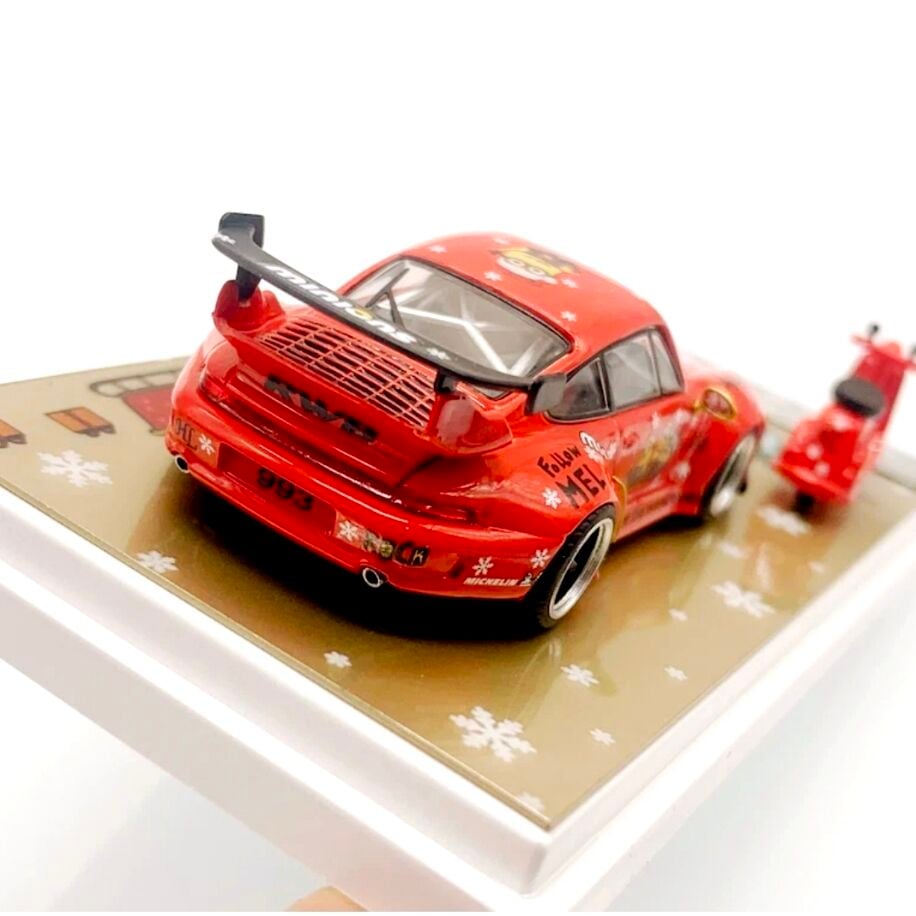 Ultimate Player 1:64 Red Christmas RWB 993 Bicycle Bike Sport Model Diecast Collect Car
