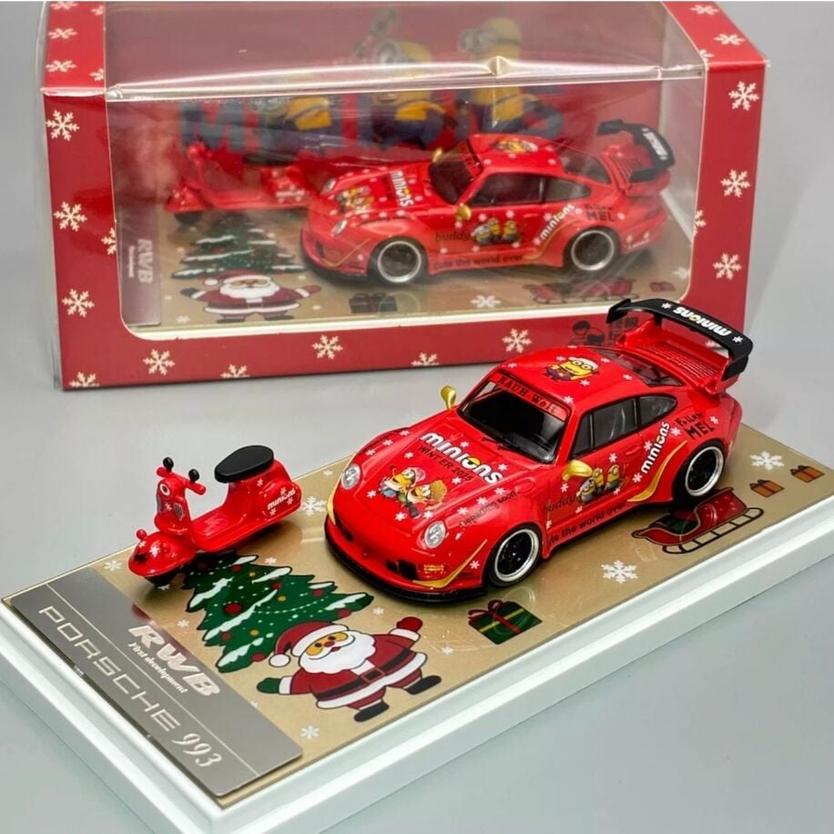 Ultimate Player 1:64 Red Christmas RWB 993 Bicycle Bike Sport Model Diecast Collect Car