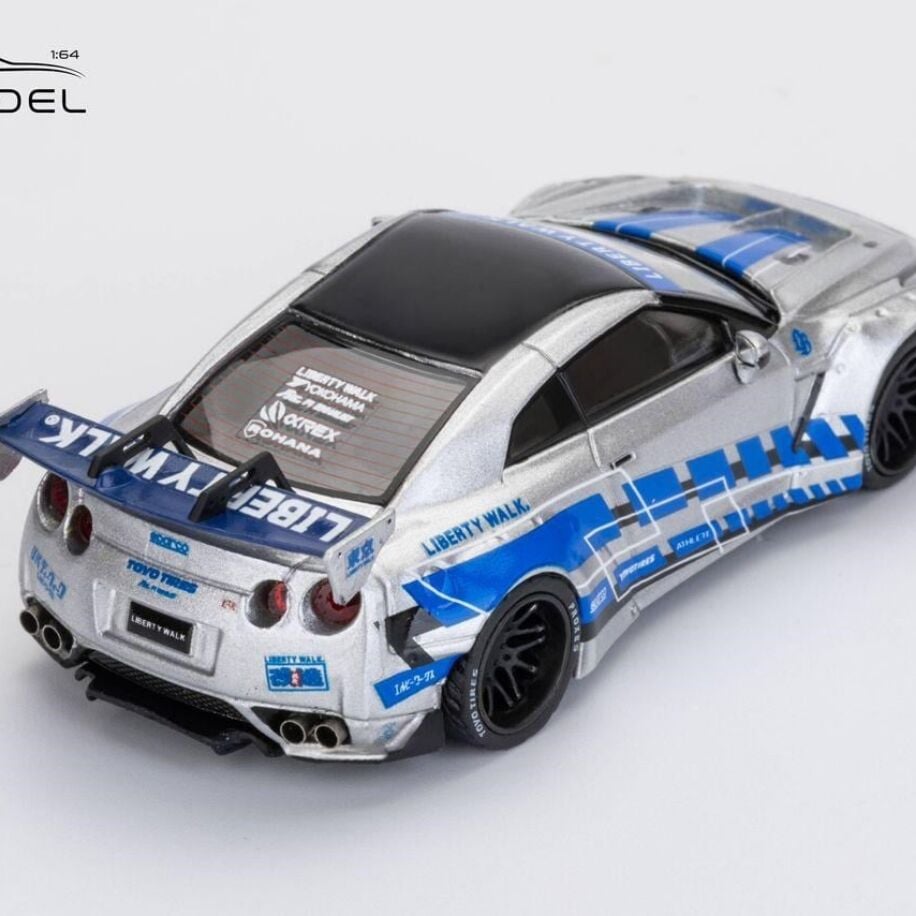 ET Model x Model Collect 1:64 Nissan GT-R R35 LB Widebody Modified 1.5 Version FNF Silver Blue
