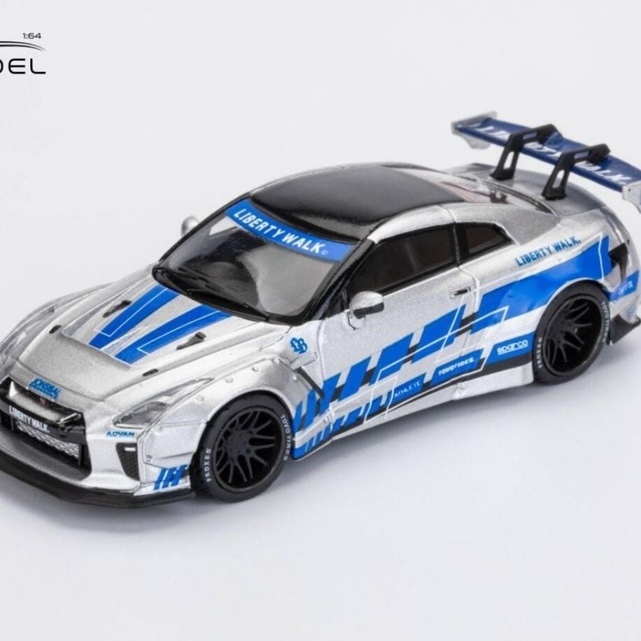 ET Model x Model Collect 1:64 Nissan GT-R R35 LB Widebody Modified 1.5 Version FNF Silver Blue