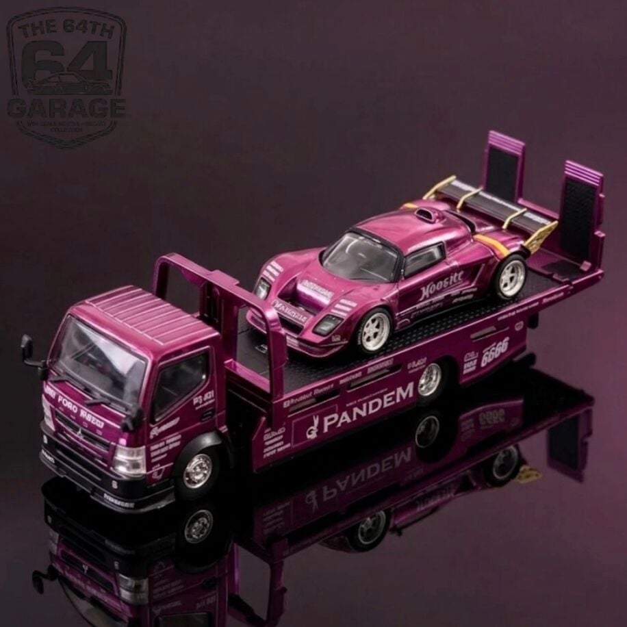 Pop Race PANDEM Rocket Bunny Lotus Elise and Fuso Truck Set -Purple Chrome *HEC 2026 Exclusive