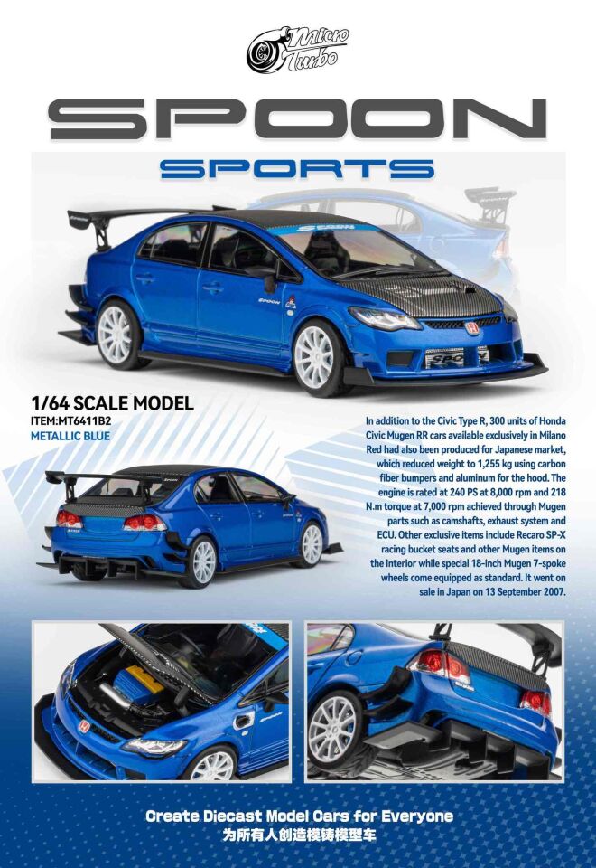Microturbo 164 Custom FD2 Spoon Metallic Blue MT6411B2