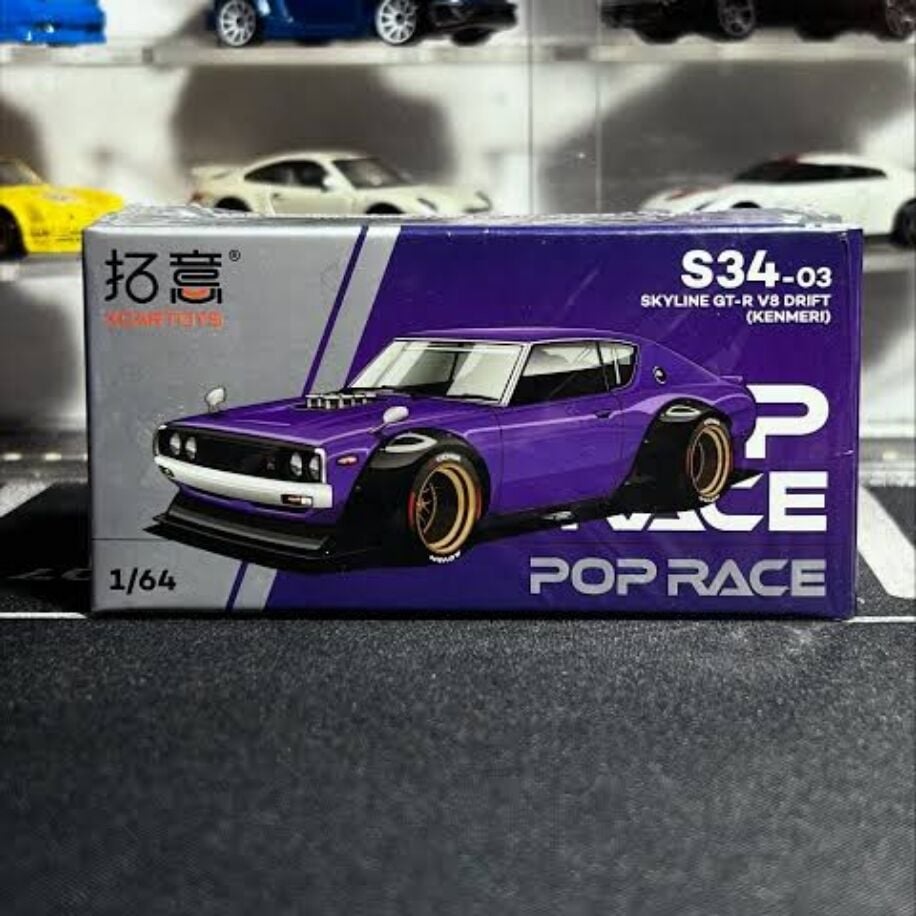 XCarToys X Pop Race Nissan Skyline GT-R V8 Drift (Kenmeri) Shop Exclusive S34-03