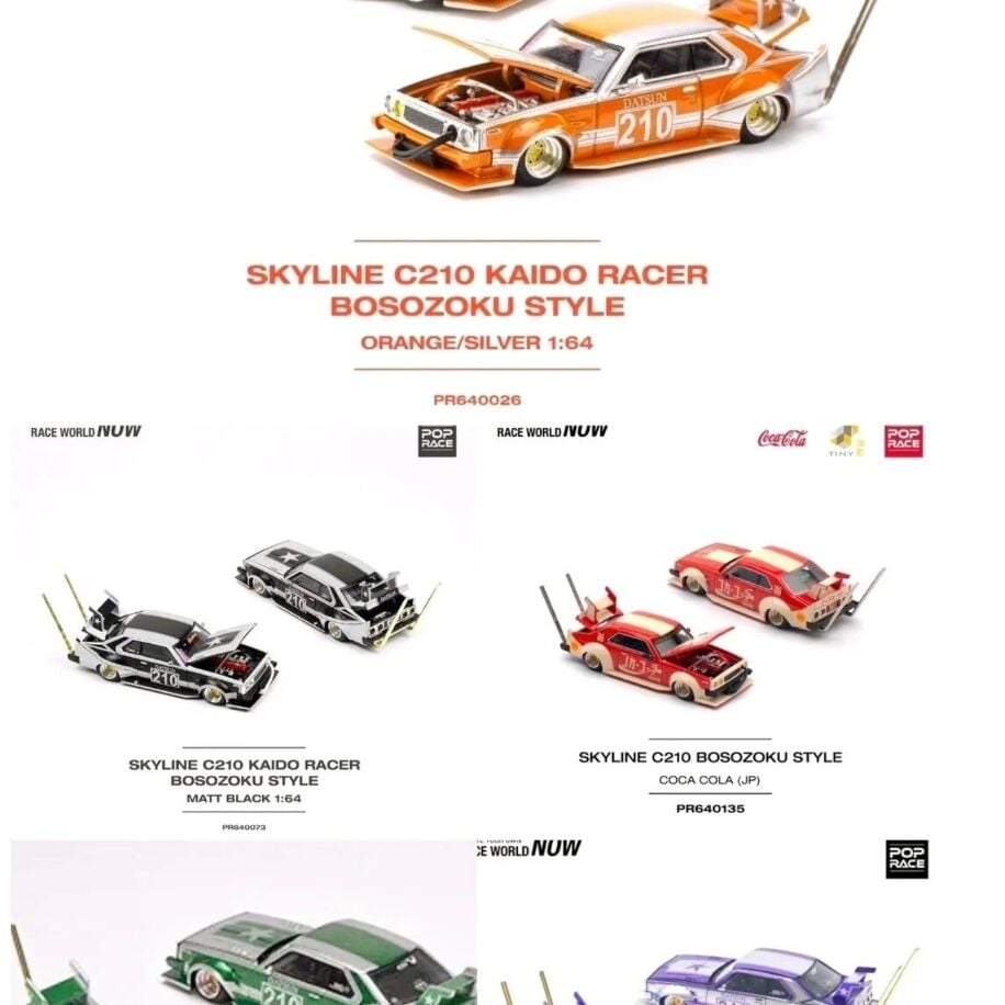 Pop Race Skyline c210 Racer Bosozoku Style 5'li SET (PR64-26 PR64-73 PR64-61 PR64-0107 PR64-013