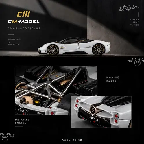 CM Model 1:64 Pagani Utopia Pearl White CM64-Utopia-07