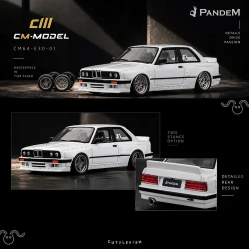 CM Model 1:64 Pandem BMW M3 E30 Pearl White CM64-E30-01