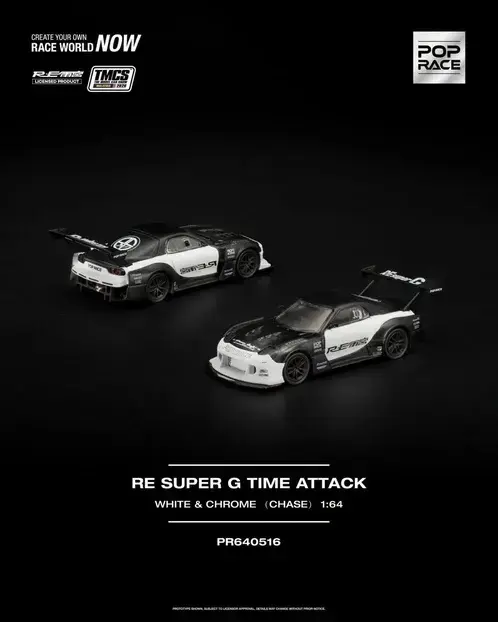 POP RACE 1:64 RE Super G Time Attack White & Black TMCS 2026 PR640516(Kopya)