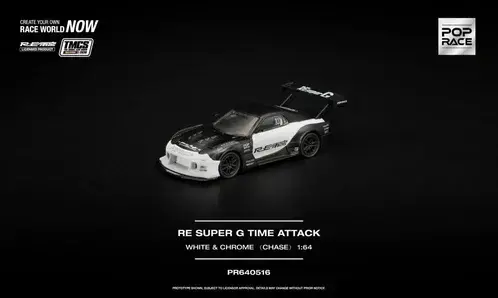 POP RACE 1:64 RE Super G Time Attack White & Black TMCS 2026 PR640516(Kopya)